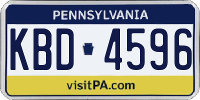 PA license plate KBD4596