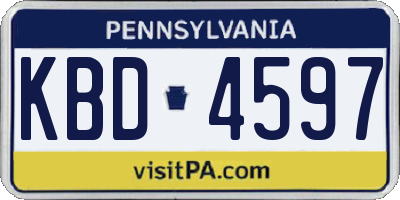 PA license plate KBD4597