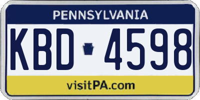 PA license plate KBD4598