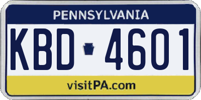 PA license plate KBD4601
