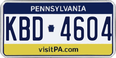 PA license plate KBD4604