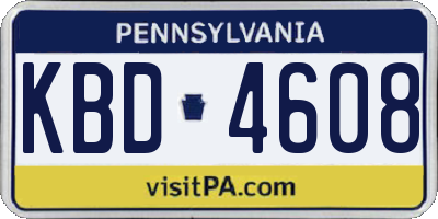 PA license plate KBD4608