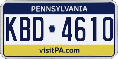 PA license plate KBD4610