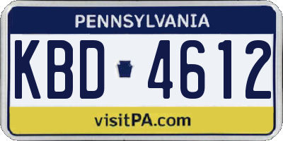 PA license plate KBD4612