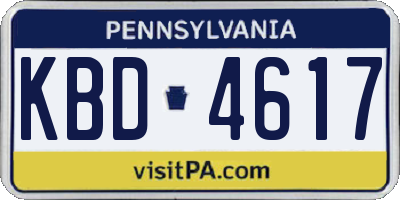 PA license plate KBD4617