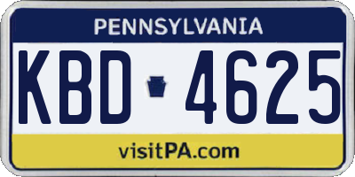 PA license plate KBD4625
