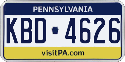 PA license plate KBD4626