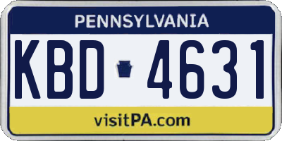 PA license plate KBD4631