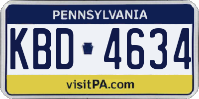 PA license plate KBD4634