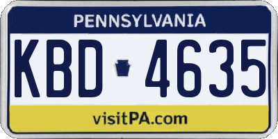 PA license plate KBD4635
