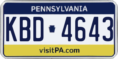 PA license plate KBD4643