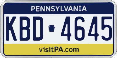 PA license plate KBD4645
