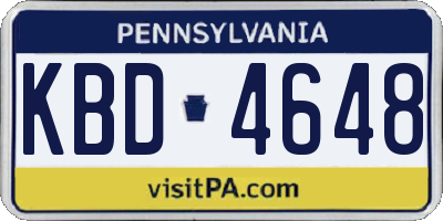 PA license plate KBD4648