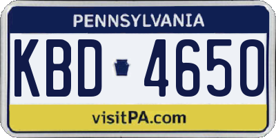 PA license plate KBD4650