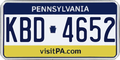 PA license plate KBD4652