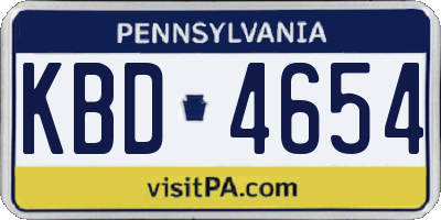 PA license plate KBD4654