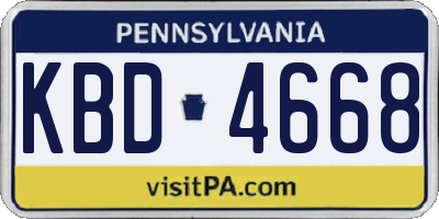 PA license plate KBD4668