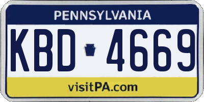 PA license plate KBD4669
