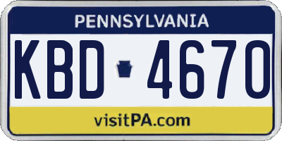 PA license plate KBD4670