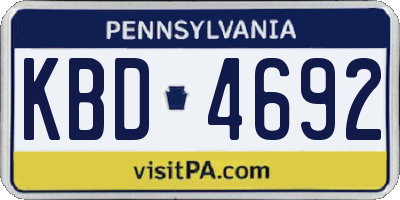 PA license plate KBD4692