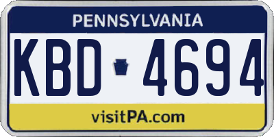 PA license plate KBD4694