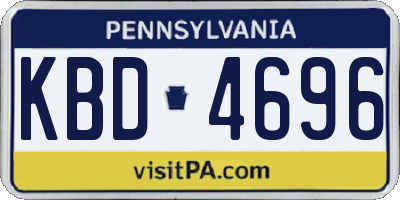 PA license plate KBD4696