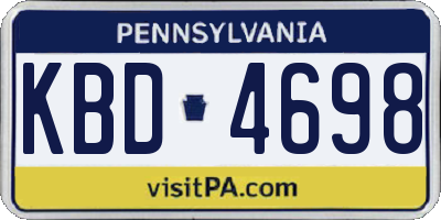 PA license plate KBD4698