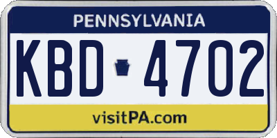 PA license plate KBD4702