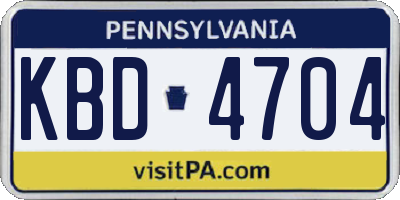 PA license plate KBD4704