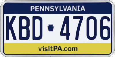PA license plate KBD4706