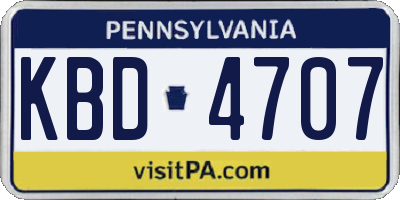 PA license plate KBD4707