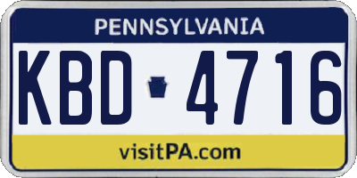 PA license plate KBD4716