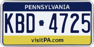 PA license plate KBD4725