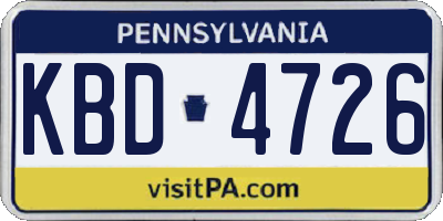 PA license plate KBD4726