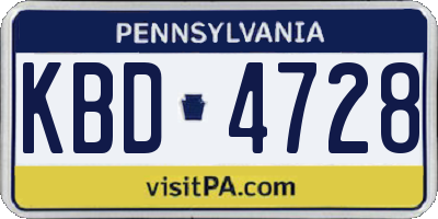 PA license plate KBD4728