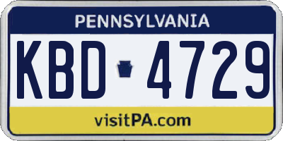 PA license plate KBD4729