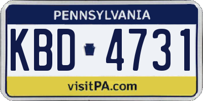 PA license plate KBD4731
