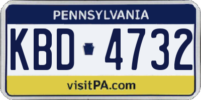 PA license plate KBD4732