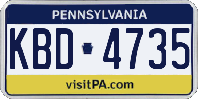 PA license plate KBD4735