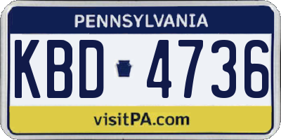 PA license plate KBD4736