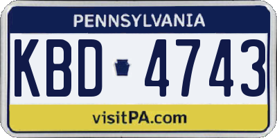 PA license plate KBD4743