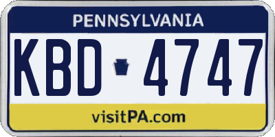 PA license plate KBD4747