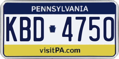 PA license plate KBD4750