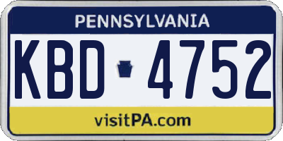PA license plate KBD4752