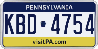 PA license plate KBD4754