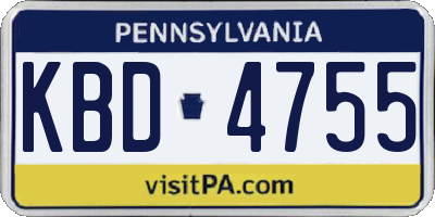 PA license plate KBD4755