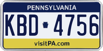 PA license plate KBD4756