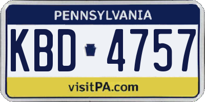 PA license plate KBD4757