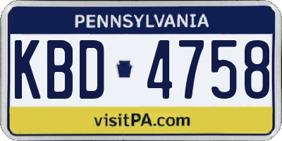 PA license plate KBD4758