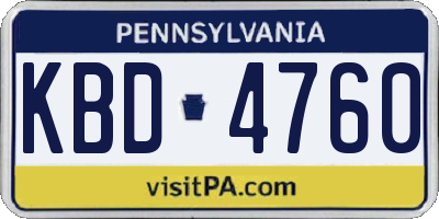 PA license plate KBD4760